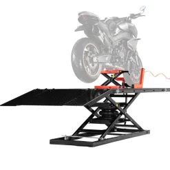 VEVOR Motorcycle Lift Table, 1500lbs Weight Capacity, Pneumatic Motorcycle Jack, 8.6-31 in Height Range, Heavy Duty Bike Repair Stand with Removable Workbench, Repair Platform for ATVs, Dirt Bike