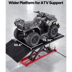 VEVOR Motorcycle Lift Table, 1500 lbs Capacity, Electric Hydraulic Pump with Scissor Lift Jack, Wheel Chock, 9.05