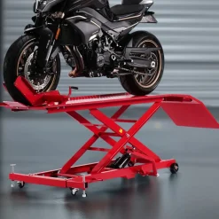VEVOR Motorcycle Lift Table, 1000lbs Weight Capacity, 360° Flexible Moving Motorcycle Jack Stand, 8.6-31 in Height Range, Heavy Duty Bike Repair Stand with Security Lock for ATVs, Dirt Bike