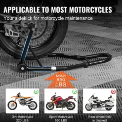 VEVOR Motorcycle Rear Wheel Stand, with U + L Fork Swingarm Spool, 850 lbs Capacity Heavy Duty Rear Wheel Stand Motorcycle Lift Jack Stand, for Suzuki Yamaha Honda Kawasaki, Black