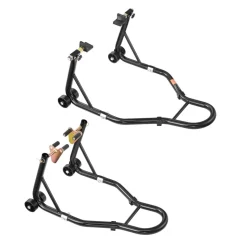 VEVOR Motorcycle Stand Lift, 1100lbs Capacity Front Rear Combo Stand Lift, Front Wheel Dual-Fork Stand, Rear U+L Fork Swingarm Spool Stand, for Most Yamaha Honda Kawasaki Suzuki Motorcycles, Black