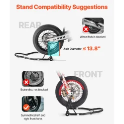 VEVOR Motorcycle Stand Lift, 1100lbs Capacity Front Rear Combo Stand Lift, Front Wheel Dual-Fork Stand, Rear U+L Fork Swingarm Spool Stand, for Most Yamaha Honda Kawasaki Suzuki Motorcycles, Black