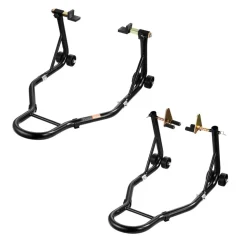 VEVOR Motorcycle Stand Lift, 1100lbs Capacity Front Rear Combo Stand Lift, Front Wheel Dual-Fork Stand, Rear U+L Fork Swingarm Spool Stand, for Most Yamaha Honda Kawasaki Suzuki Motorcycles, Black