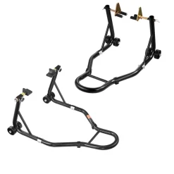 VEVOR Motorcycle Stand Lift, 1100lbs Capacity Front Rear Combo Stand Lift, Front Wheel Dual-Fork Stand, Rear U+L Fork Swingarm Spool Stand, for Most Yamaha Honda Kawasaki Suzuki Motorcycles, Black