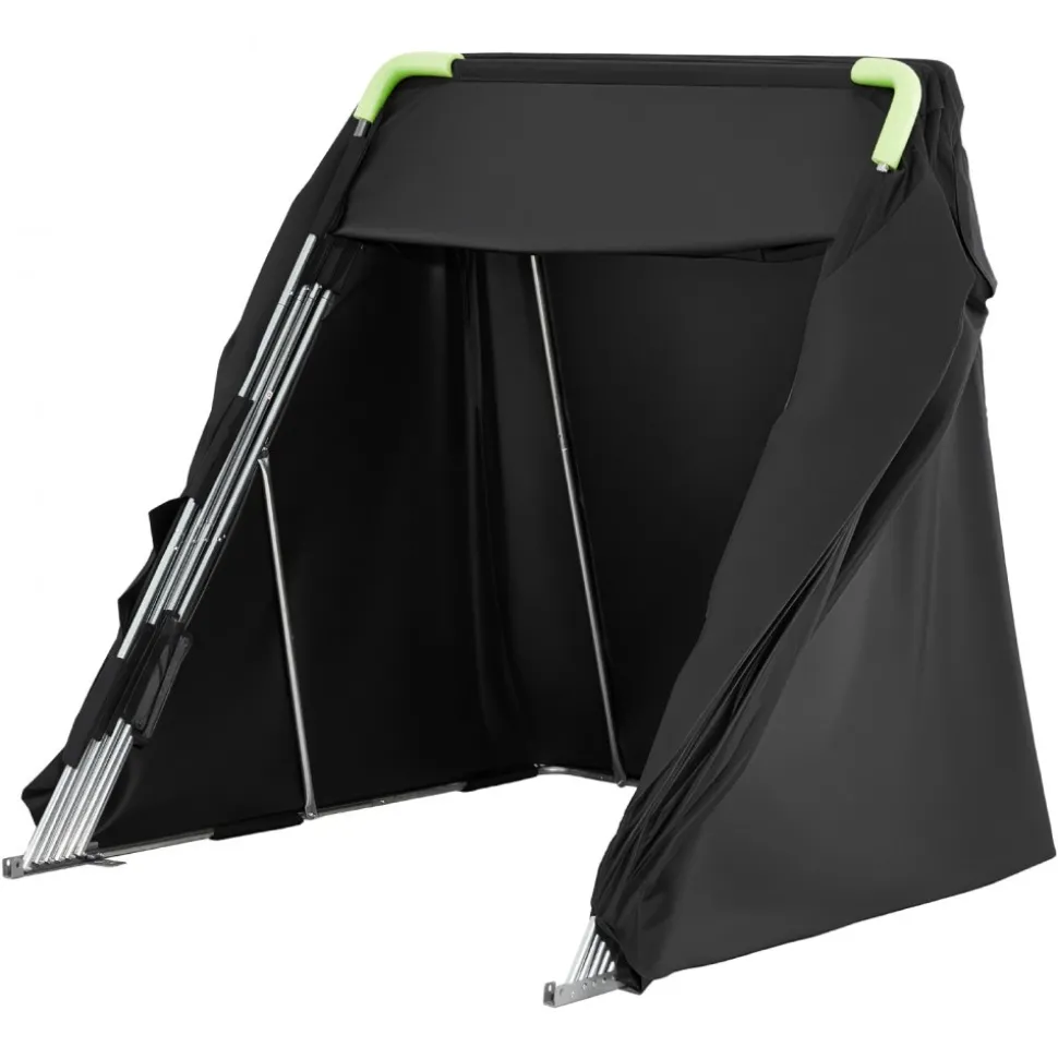 VEVOR Motorcycle Storage Shelter with Security Lock, 600D Oxford Flip-Up Garage Tent, Heavy-Duty All-Weather Motorcycle Cover with Ventilation Windows, 136x54x75 in Outdoor Vehicle Shelter, Black