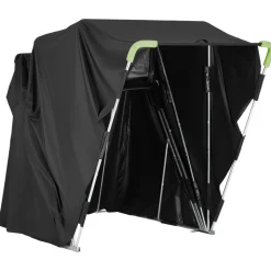 VEVOR Motorcycle Storage Shelter with Security Lock, 600D Oxford Flip-Up Garage Tent, Heavy-Duty All-Weather Motorcycle Cover with Ventilation Windows, 136x54x75 in Outdoor Vehicle Shelter, Black