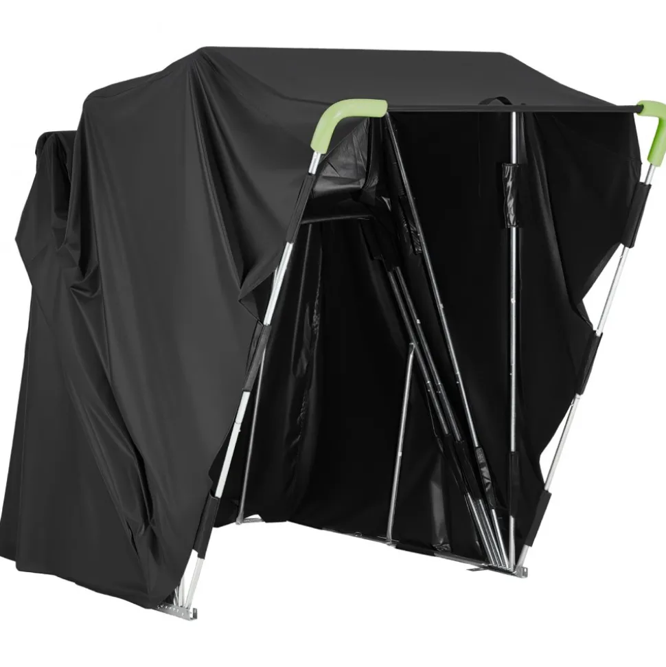 VEVOR Motorcycle Storage Shelter with Security Lock, 600D Oxford Flip-Up Garage Tent, Heavy-Duty All-Weather Motorcycle Cover with Ventilation Windows, 136x54x75 in Outdoor Vehicle Shelter, Black