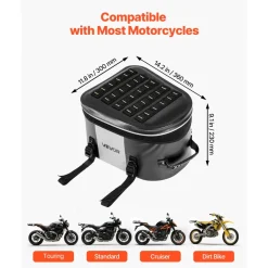 VEVOR Motorcycle Tail Bag, 28 L Motorcycle Rear Seat Bag with Waterproof Fabric, Outdoor Sports Motorbike Luggage Storage Trunk Handbag with Pocket & Adjustable Buckle, Universal Fit Rear Racks, Black