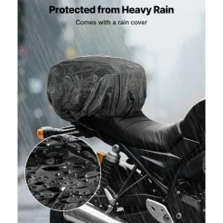 VEVOR Motorcycle Tail Bag, 10 L Motorcycle Rear Seat Bag with Waterproof Rain Cover, Outdoor Sports Motorbike Luggage Storage Trunk Rack Backpack Handbag with Shoulder Strap and Inner Pocket, Black