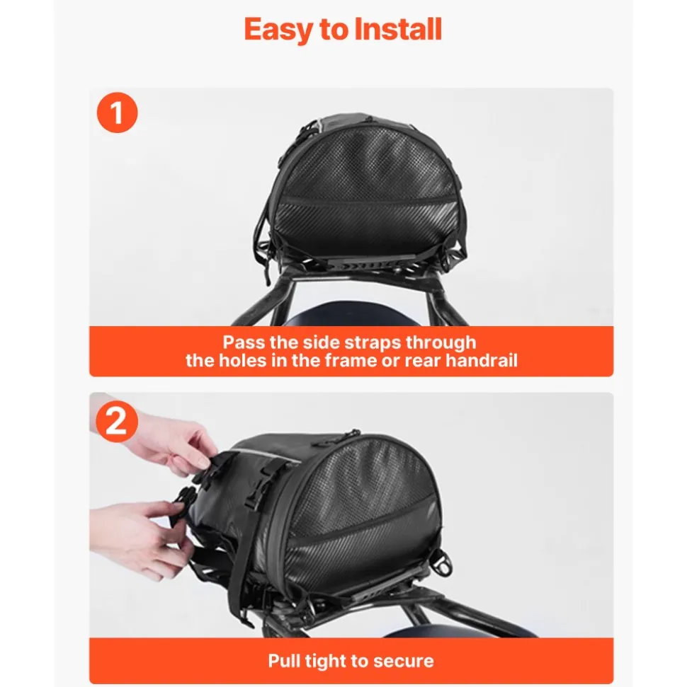 VEVOR Motorcycle Tail Bag, 10 L Motorcycle Rear Seat Bag with Waterproof Rain Cover, Outdoor Sports Motorbike Luggage Storage Trunk Rack Backpack Handbag with Shoulder Strap and Inner Pocket, Black