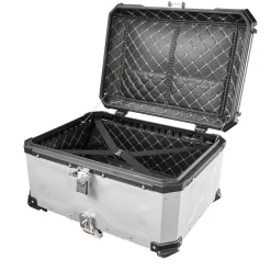 VEVOR Motorcycle Top Case, 65L Universal Aluminum Hard Motorcycle Tail Case, Waterproof Detachable Motorbike Top Box with Security Lock & Leather Liner for Helmets Storage