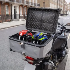 VEVOR Motorcycle Top Case, 65L Universal Aluminum Hard Motorcycle Tail Case, Waterproof Detachable Motorbike Top Box with Security Lock & Leather Liner for Helmets Storage