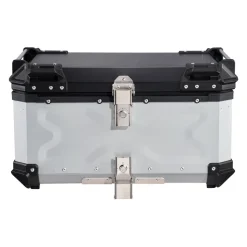 VEVOR Motorcycle Top Case, 65L Universal Aluminum Hard Motorcycle Tail Case, Waterproof Detachable Motorbike Top Box with Security Lock & Leather Liner for Helmets Storage