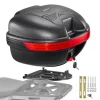 VEVOR Motorcycle Top Case 30L Universal Waterproof PP Motorcycle Tail Case, Detachable Motorbike Top Box with Security Lock & Backrest for Luggage Storage