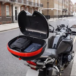 VEVOR Motorcycle Top Case 30L Universal Waterproof PP Motorcycle Tail Case, Detachable Motorbike Top Box with Security Lock & Backrest for Luggage Storage
