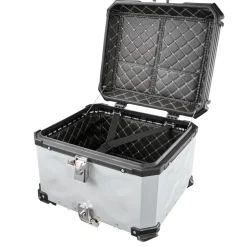 VEVOR Motorcycle Top Case 55L Universal Aluminum Hard Motorcycle Tail Case, Waterproof Detachable Motorbike Top Box with Security Lock & Leather Liner for Luggage Storage