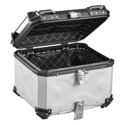 VEVOR Motorcycle Top Case 55L Universal Aluminum Hard Motorcycle Tail Case, Waterproof Detachable Motorbike Top Box with Security Lock & Leather Liner for Luggage Storage