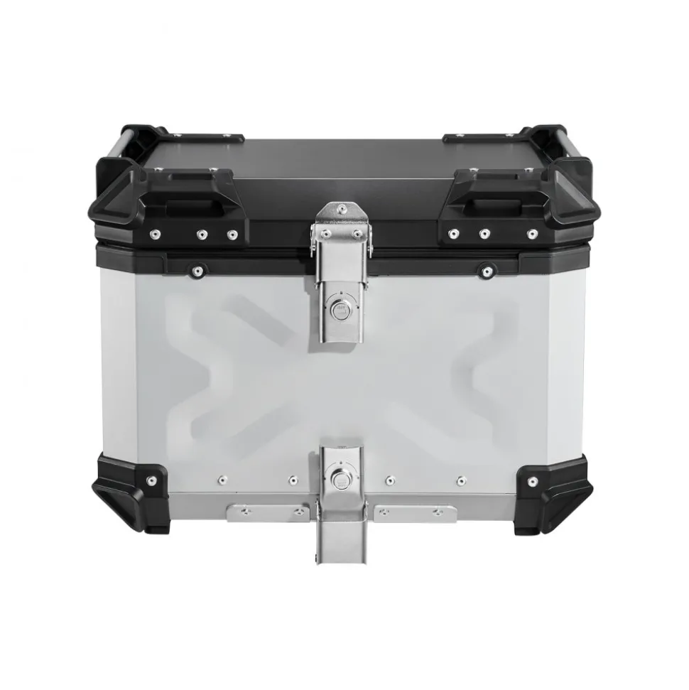 VEVOR Motorcycle Top Case 55L Universal Aluminum Hard Motorcycle Tail Case, Waterproof Detachable Motorbike Top Box with Security Lock & Leather Liner for Luggage Storage