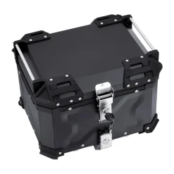 VEVOR Motorcycle Top Case, Universal Aluminum Alloy Motorbike Tail Box with Leather Lining, 55L Waterproof Detachable Motorcycle Top Box with Lock & Back Cushion, Fit for 99% of Motorcycle Frames