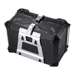 VEVOR Motorcycle Top Case, Universal Aluminum Alloy Motorbike Tail Box with Leather Lining, 65L Waterproof Detachable Motorcycle Top Box with Lock & Back Cushion, Fit for 99% of Motorcycle Frames