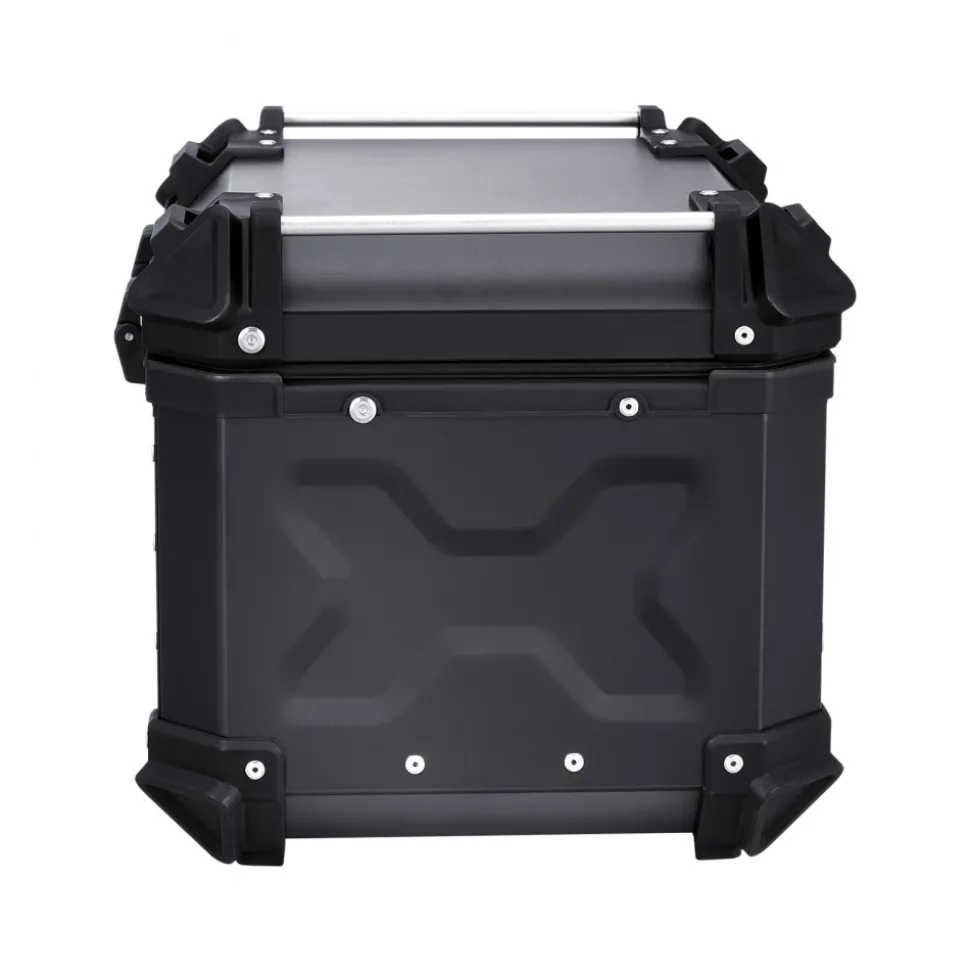VEVOR Motorcycle Top Case, Universal Aluminum Alloy Motorbike Tail Box with Leather Lining, 45L Waterproof Detachable Motorcycle Top Box with Lock & Back Cushion, Fit for 99% of Motorcycle Frames