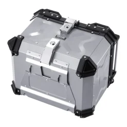VEVOR Motorcycle Top Case, Universal Aluminum Alloy Motorbike Tail Box with Leather Lining, 45L Waterproof Detachable Motorcycle Top Box with Lock & Back Cushion, Fit for 99% of Motorcycle Frames