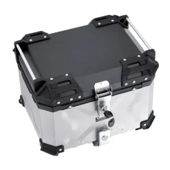 VEVOR Motorcycle Top Case, Universal Aluminum Alloy Motorbike Tail Box with Leather Lining, 45L Waterproof Detachable Motorcycle Top Box with Lock & Back Cushion, Fit for 99% of Motorcycle Frames