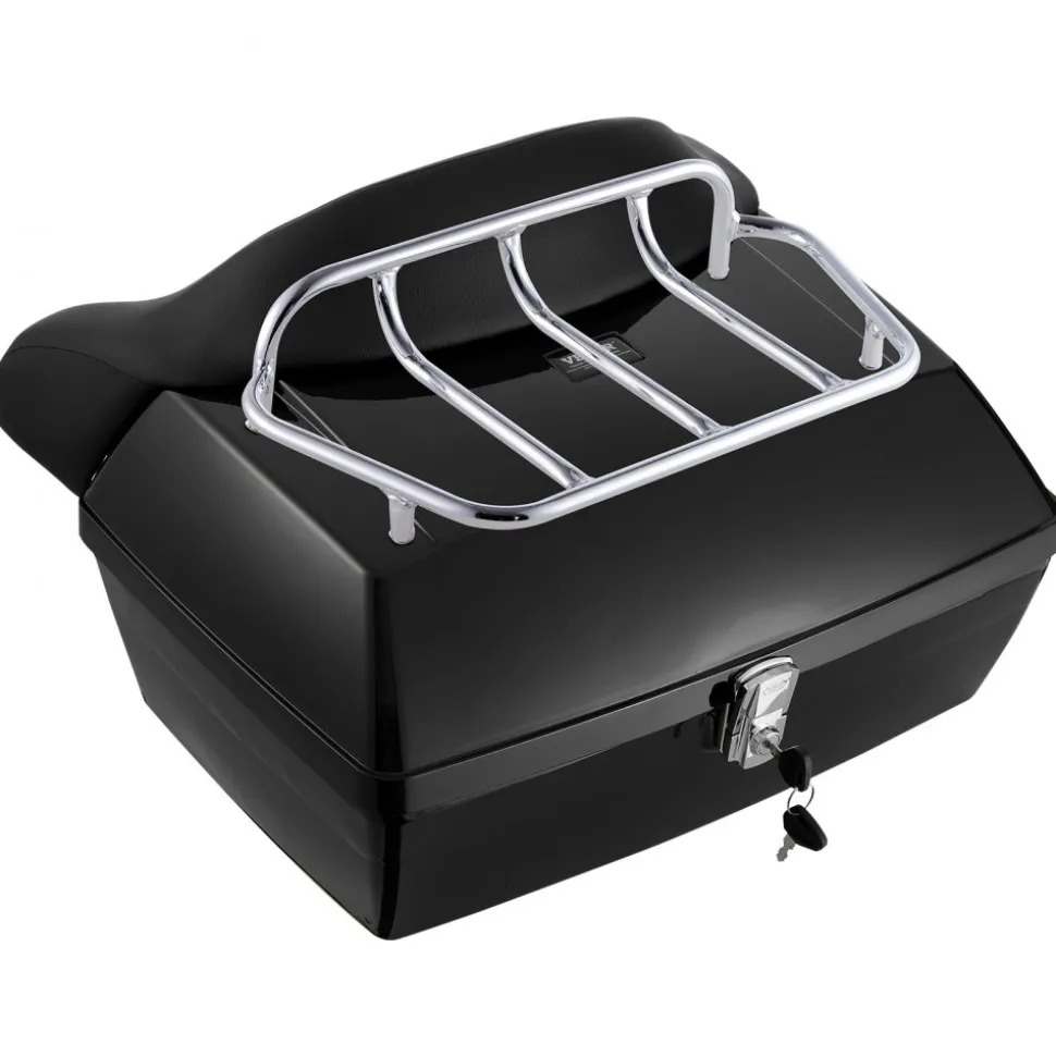 VEVOR Motorcycle Top Case, Universal Durable PP Material Motorbike Tail Box with Reflective Panel, 48L Waterproof Detachable Motorcycle Top Box with Multi-Hole Base, Fit for 99% of Motorcycle Frames