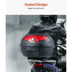VEVOR Motorcycle Top Case, Universal Durable PP Material Motorbike Tail Box with Reflective Panel, 24L Waterproof Detachable Motorcycle Top Box with Multi-Hole Base, Fit for 99% of Motorcycle Frames