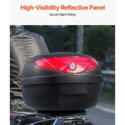 VEVOR Motorcycle Top Case, Universal Durable PP Material Motorbike Tail Box with Reflective Panel, 24L Waterproof Detachable Motorcycle Top Box with Multi-Hole Base, Fit for 99% of Motorcycle Frames
