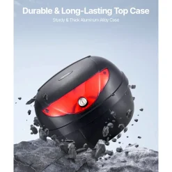 VEVOR Motorcycle Top Case, Universal Durable PP Material Motorbike Tail Box with Reflective Panel, 24L Waterproof Detachable Motorcycle Top Box with Multi-Hole Base, Fit for 99% of Motorcycle Frames