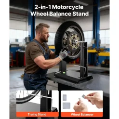 VEVOR Motorcycle Wheel Balancer, 88.2 lbs Capacity, Tire Balancer & Truing Stand with Adjustable Centering Cones and Truing Pointer, Balancing Tools for Most Motorcycles & Bicycles, 35-Inch Wheel Dia