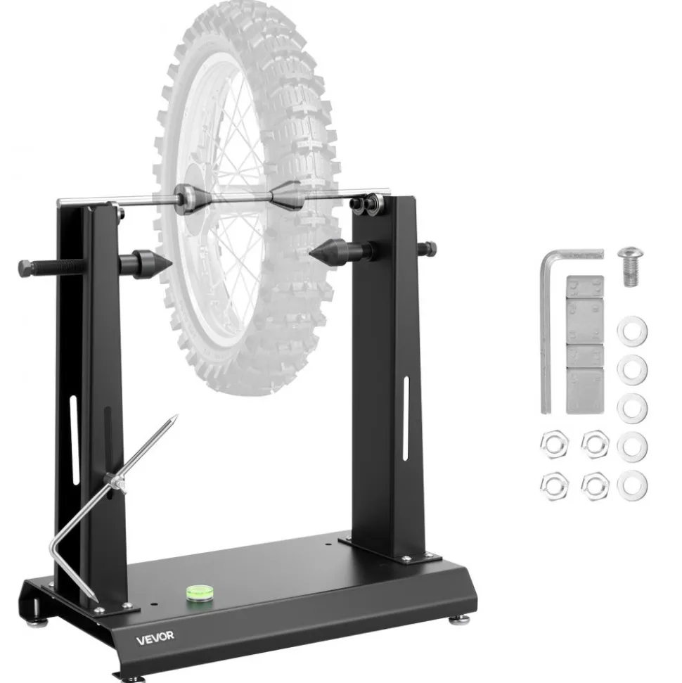 VEVOR Motorcycle Wheel Balancer, 88.2 lbs Capacity, Tire Balancer & Truing Stand with Adjustable Centering Cones and Truing Pointer, Balancing Tools for Most Motorcycles & Bicycles, 35-Inch Wheel Dia