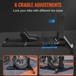 VEVOR Motorcycle Wheel Chock Upright, 1800 lbs Capacity, Heavy-duty Steel Motorcycle Front Wheel Stand with 6 Adjustable Holes, For 15