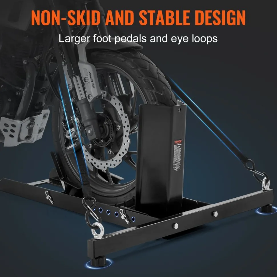 VEVOR Motorcycle Wheel Chock Upright, 1800 lbs Capacity, Heavy-duty Steel Motorcycle Front Wheel Stand with 6 Adjustable Holes, For 15"-22" Off-Road Motorcycles, Standard Motorcycles