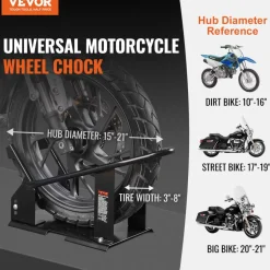 VEVOR Motorcycle Wheel Chock, 1800 lbs Capacity Wheel Cradle Holder, Heavy-duty Steel Motorcycle Front Wheel Stand with 3 Adjustable Holes, For 15