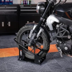 VEVOR Motorcycle Wheel Chock, 1800 lbs Capacity Wheel Cradle Holder, Heavy-duty Steel Motorcycle Front Wheel Stand with 3 Adjustable Holes, For 15