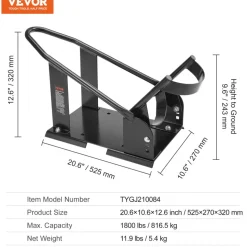VEVOR Motorcycle Wheel Chock, 1800 lbs Capacity Wheel Cradle Holder, Heavy-duty Steel Motorcycle Front Wheel Stand with 3 Adjustable Holes, For 15