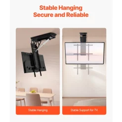 VEVOR Motorized Ceiling TV Mount, TV Wall Mount for 32 to 70 Inch TV, Electric Adjustable Ceiling TV Mount, Motorized Flip Down TV Mount Bracket with Max VESA 24 x 24 in, Fits TVs Up to 110 lbs