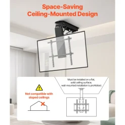 VEVOR Motorized Ceiling TV Mount, TV Wall Mount for 32 to 70 Inch TV, Electric Adjustable Ceiling TV Mount, Motorized Flip Down TV Mount Bracket with Max VESA 24 x 24 in, Fits TVs Up to 110 lbs
