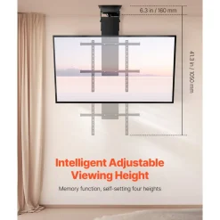 VEVOR Motorized Ceiling TV Mount, TV Wall Mount for 32 to 70 Inch TV, Electric Adjustable Ceiling TV Mount, Motorized Flip Down TV Mount Bracket with Max VESA 24 x 24 in, Fits TVs Up to 110 lbs