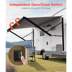 VEVOR Motorized RV Awning Complete Kit, 16' Retractable Awning with Aluminum Alloy Frame, Outdoor Trailer Awning, Fit for Most RVs(Black Fade)
