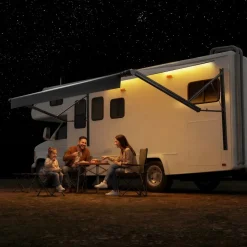 VEVOR Motorized RV Awning Complete Kit, 15.06FT Electric Retractable RV Awning with Aluminum Alloy Frame & Waterproof Fabric, Outdoor Camping Trailer Awnings Fit Most RVs (15FT Type, Gradient Black)