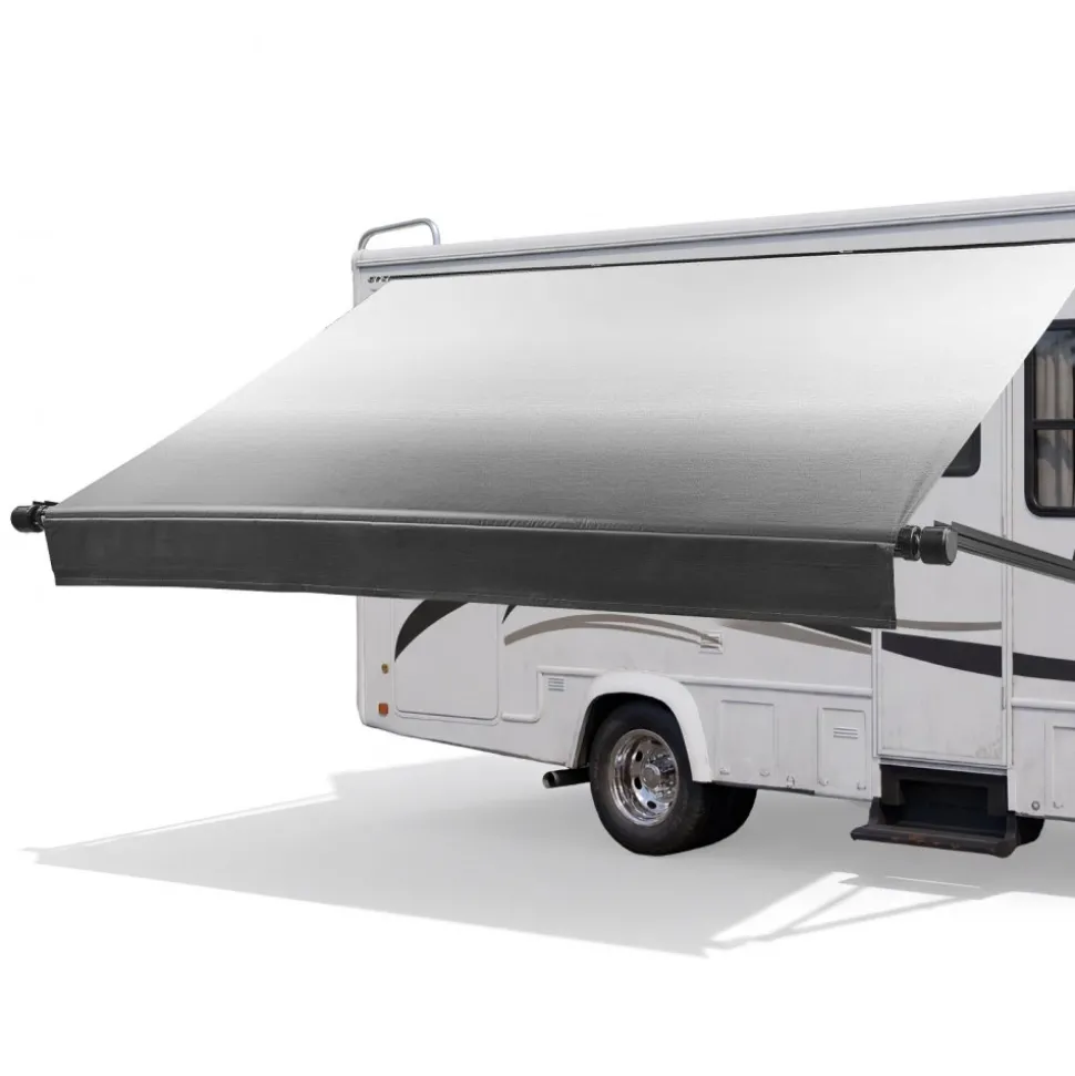 VEVOR Motorized RV Awning Complete Kit, 15.06FT Electric Retractable RV Awning with Aluminum Alloy Frame & Waterproof Fabric, Outdoor Camping Trailer Awnings Fit Most RVs (15FT Type, Gradient Black)