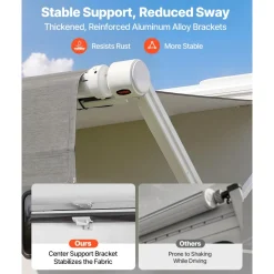 VEVOR Motorized RV Awning Complete Kit & Sunshade Screen, 18.06FT Electric Retractable RV Awning with Aluminum Alloy Frame & Waterproof Fabric, Outdoor Camping Trailer Awnings Fit Most RVs (18FT Type)