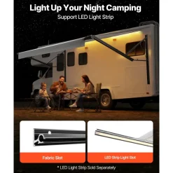 VEVOR Motorized RV Awning Complete Kit, 17.06FT Electric Retractable RV Awning with Aluminum Alloy Frame & Waterproof Fabric, Outdoor Camping Trailer Awnings Fit Most RVs (17FT Type, Gradient Gray)