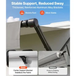 VEVOR Motorized RV Awning Complete Kit, 17.06FT Electric Retractable RV Awning with Aluminum Alloy Frame & Waterproof Fabric, Outdoor Camping Trailer Awnings Fit Most RVs (17FT Type, Gradient Gray)