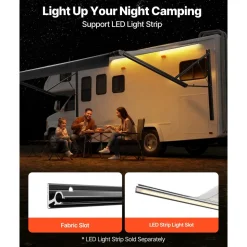 VEVOR Motorized RV Awning Complete Kit, 20.06FT Electric Retractable RV Awning with Aluminum Alloy Frame & Waterproof Fabric, Outdoor Camping Trailer Awnings Fit Most RVs (20FT Type, Gradient Black)