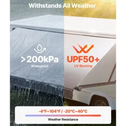 VEVOR Motorized RV Awning Complete Kit, 20.06FT Electric Retractable RV Awning with Aluminum Alloy Frame & Waterproof Fabric, Outdoor Camping Trailer Awnings Fit Most RVs (20FT Type, Gradient Black)