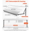 VEVOR Motorized RV Awning Complete Kit, 21.06FT Electric Retractable RV Awning with Aluminum Alloy Frame & Waterproof Fabric, Outdoor Camping Trailer Awnings Fit Most RVs (21FT Type, Gradient Gray)